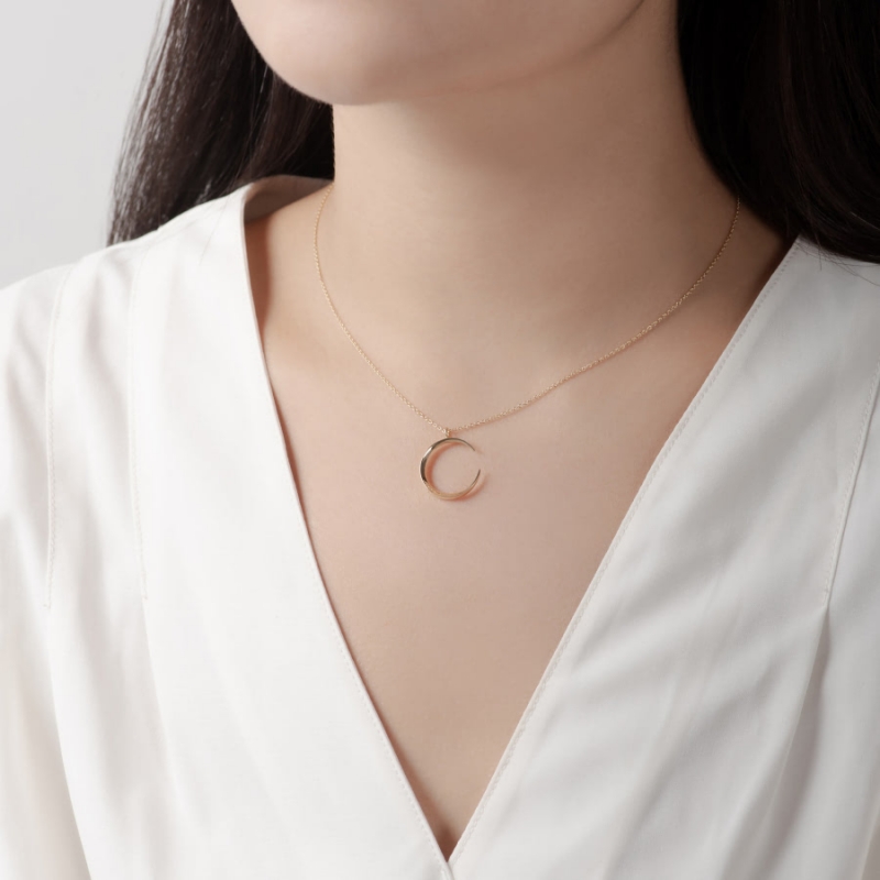 Lunar crescent pendant (S) 14k gold