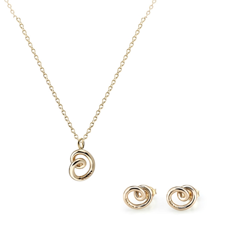 Love heart pendant & earring Set (S&S) 14k gold