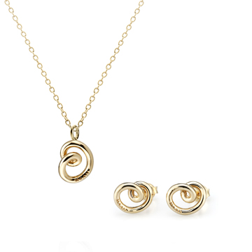 Love heart pendant & earring Set (S&S) 14k gold