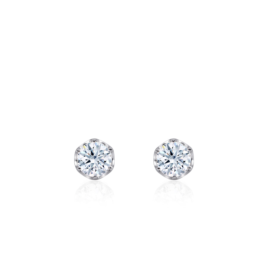 Frise earring 14k White gold CZ 0.25ct