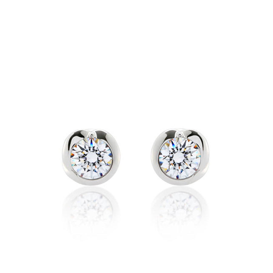 Freesia earring 14k White gold CZ 0.3ct