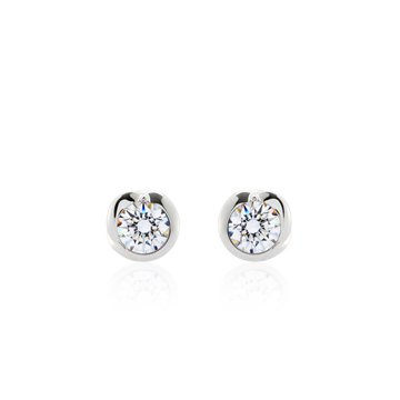 Freesia earring 14k White gold CZ 0.3ct