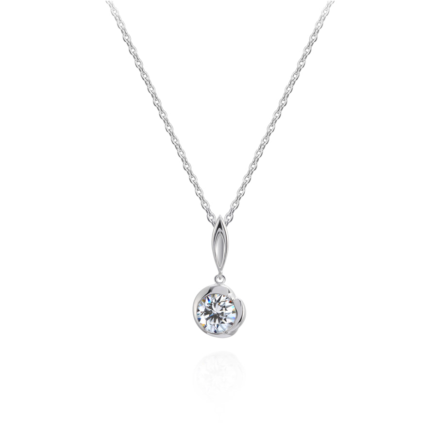 Freesia pendant 14k White gold CZ 0.3ct