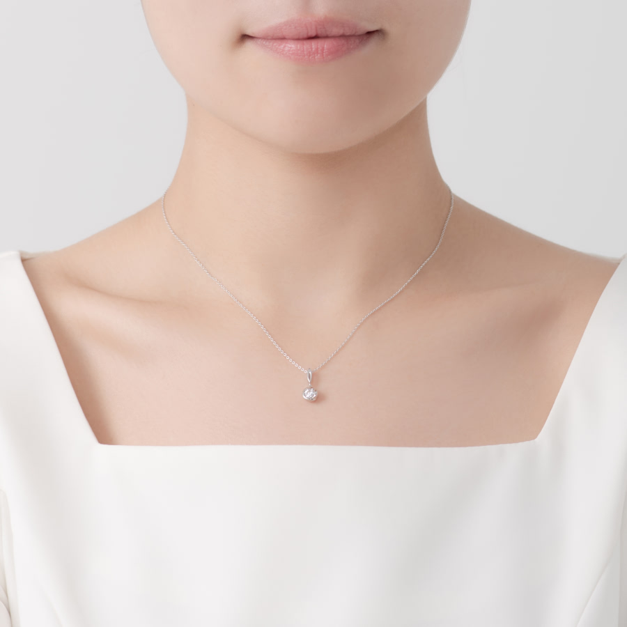 프리지아 목걸이 14k 화이트골드 0.3ct