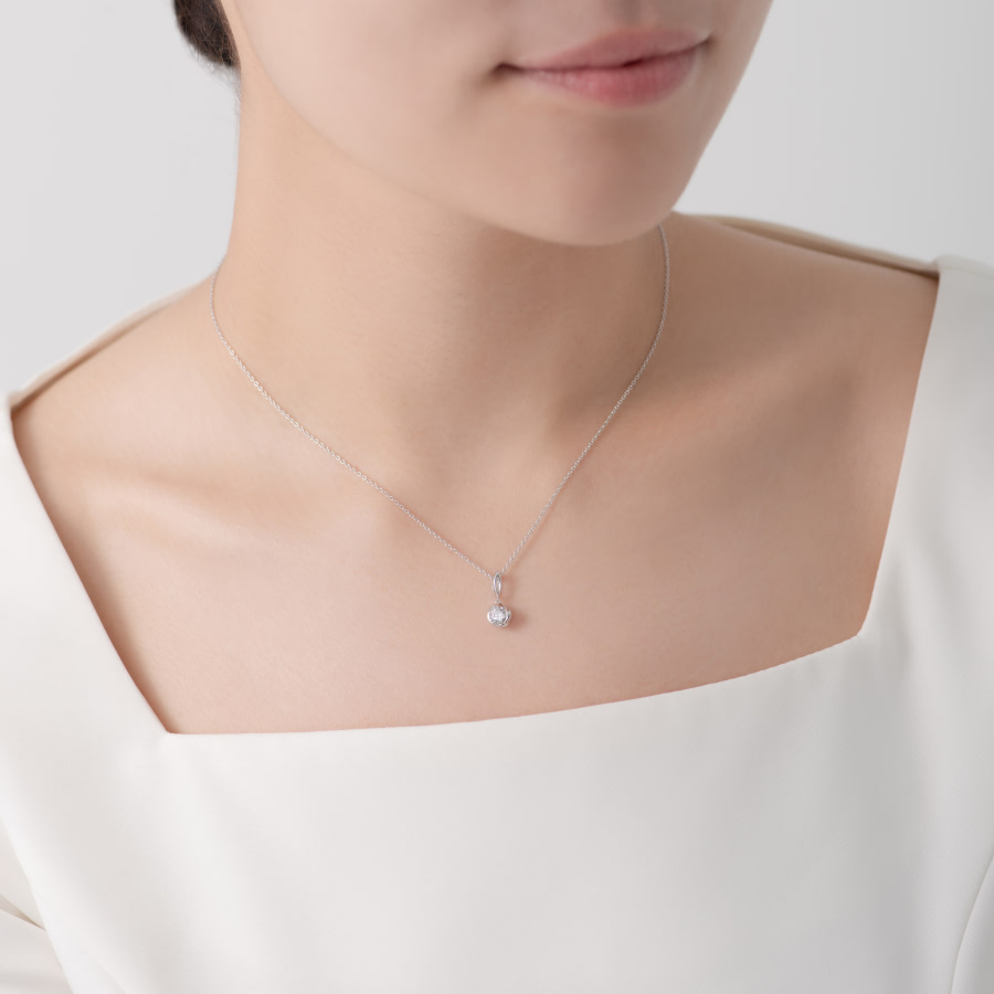프리지아 목걸이 14k 화이트골드 0.3ct