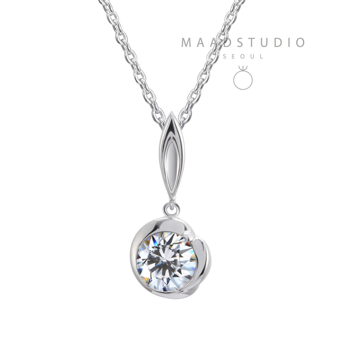 Freesia pendant 14k White gold CZ 0.3ct