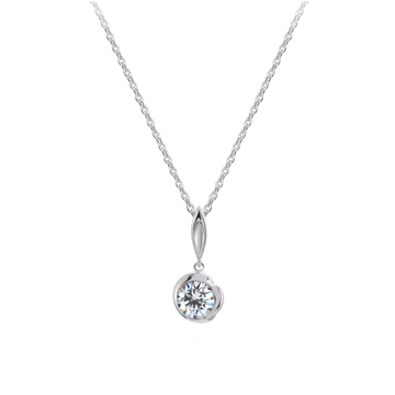 Freesia pendant 14k White gold CZ 0.3ct