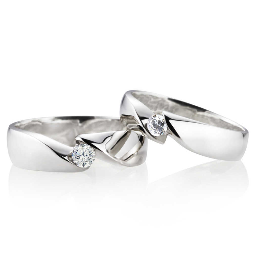 춘란 커플링 (중+소) 14k 화이트골드 0.17ct & 0.1ct