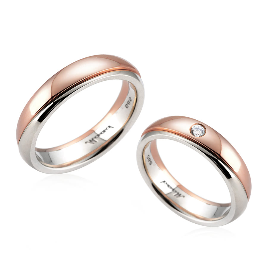 Doban wedding ring Set (S&S) 14k gold combi CZ 0.05ct