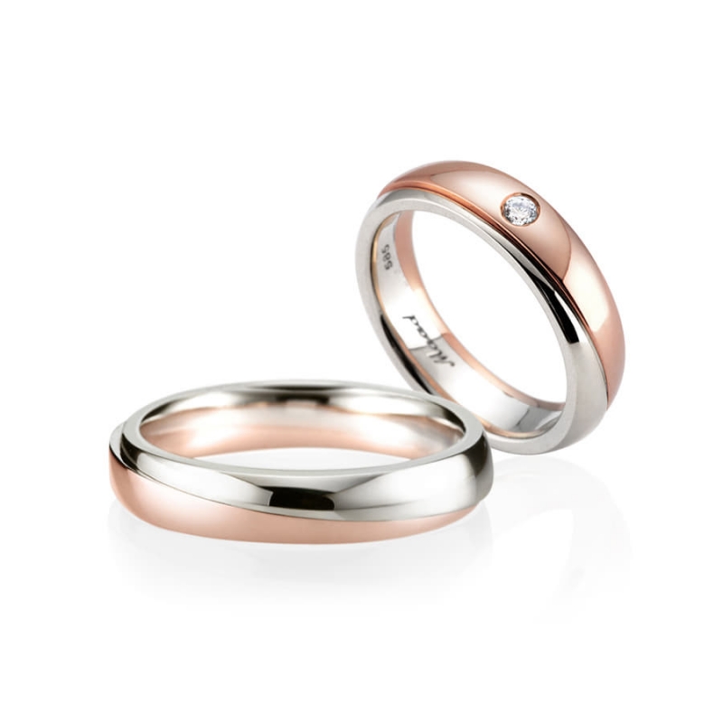 Doban wedding ring Set (S&S) 14k gold combi CZ 0.05ct