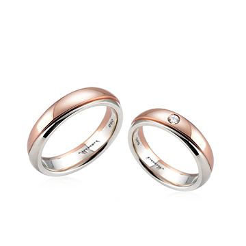 Doban wedding ring Set (S&S) 14k gold combi CZ 0.05ct