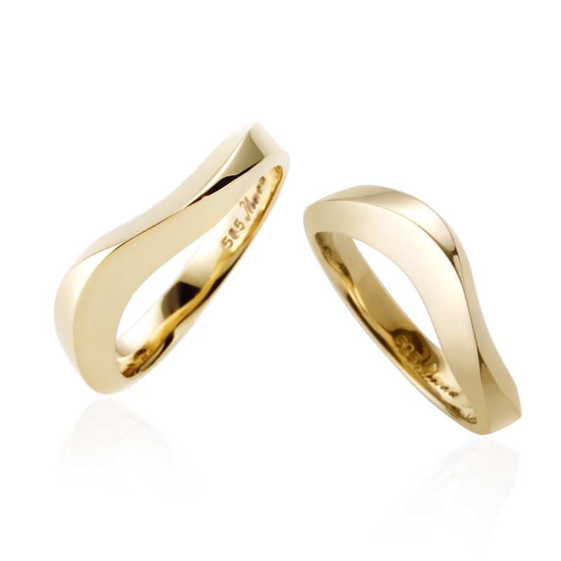 Stream wave II wedding ring Set (M&M) 14k gold