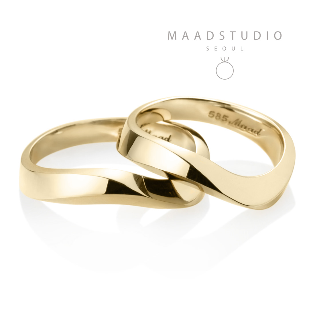 Stream wave II wedding ring Set (M&M) 14k gold