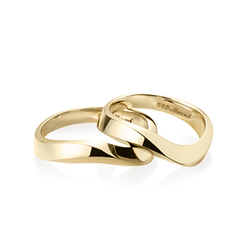 Stream wave II wedding ring Set (M&M) 14k gold