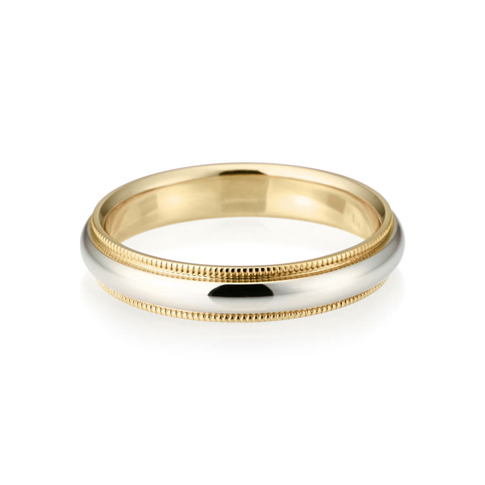 Milgrain wedding band ring (4mm) 14k gold combi