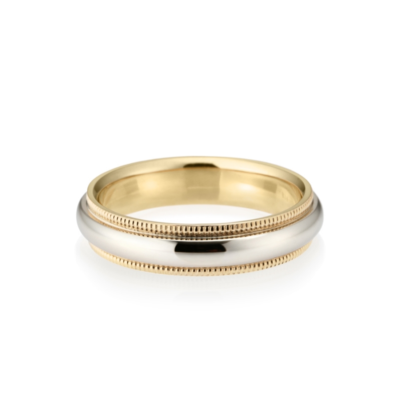 Milgrain wedding band ring (5mm) 14k gold combi