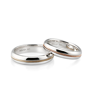 Italian wired wedding ring Set 14k White Gold