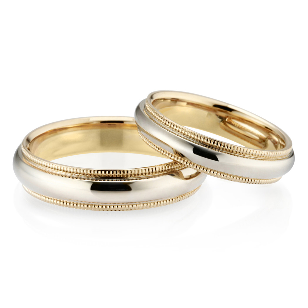 밀그레인 밴드 커플링 (5mm+4mm) 14k combi