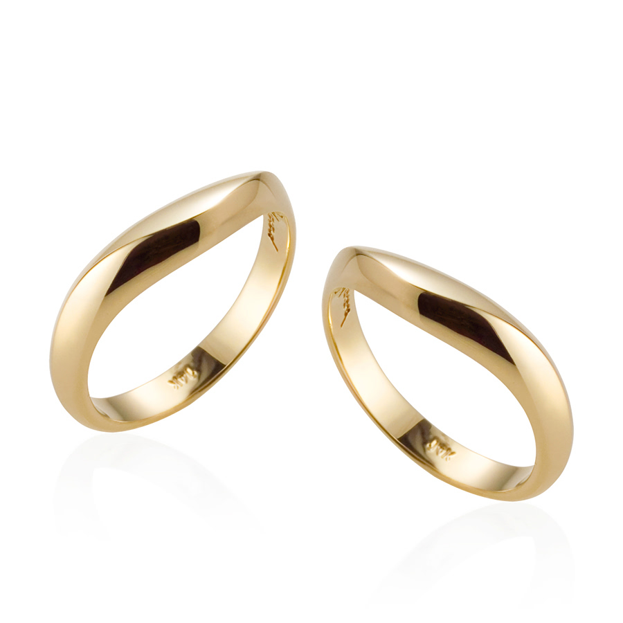 Lake wave wedding ring Set (M&M) 14k gold