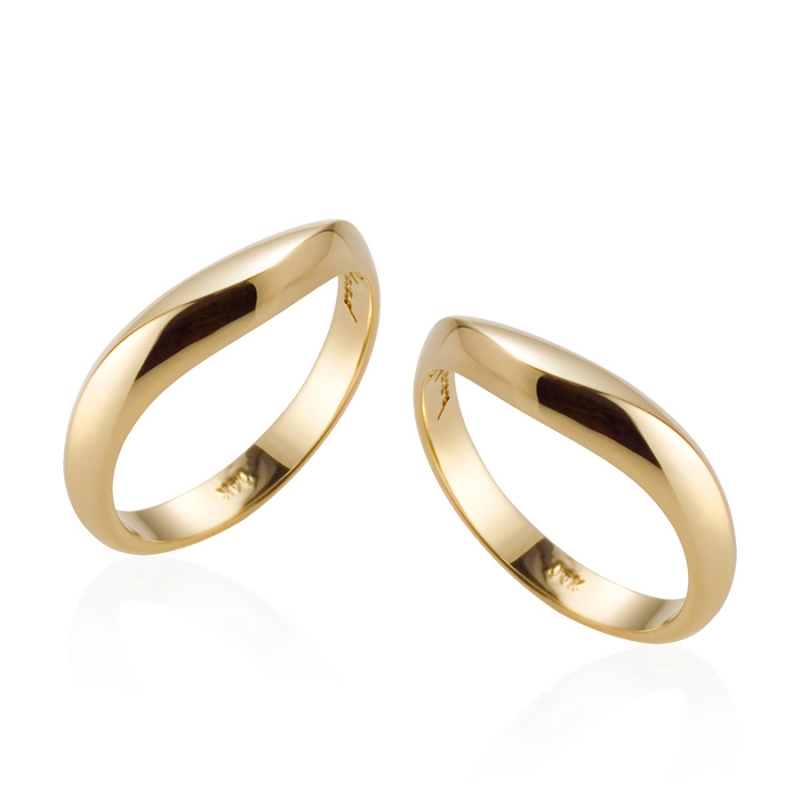 Lake wave wedding ring Set (M&M) 14k gold