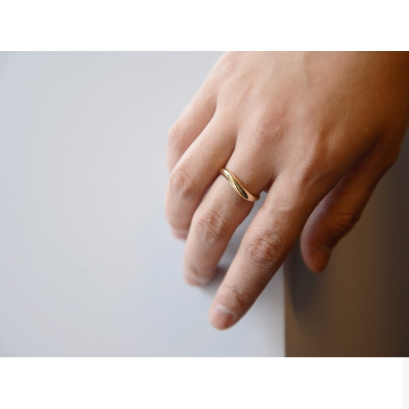 Lake wave wedding ring Set (M&M) 14k gold