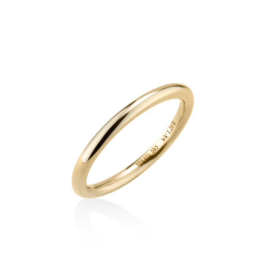 MR-I Raised oval wedding band ring 2.0mm 14k gold