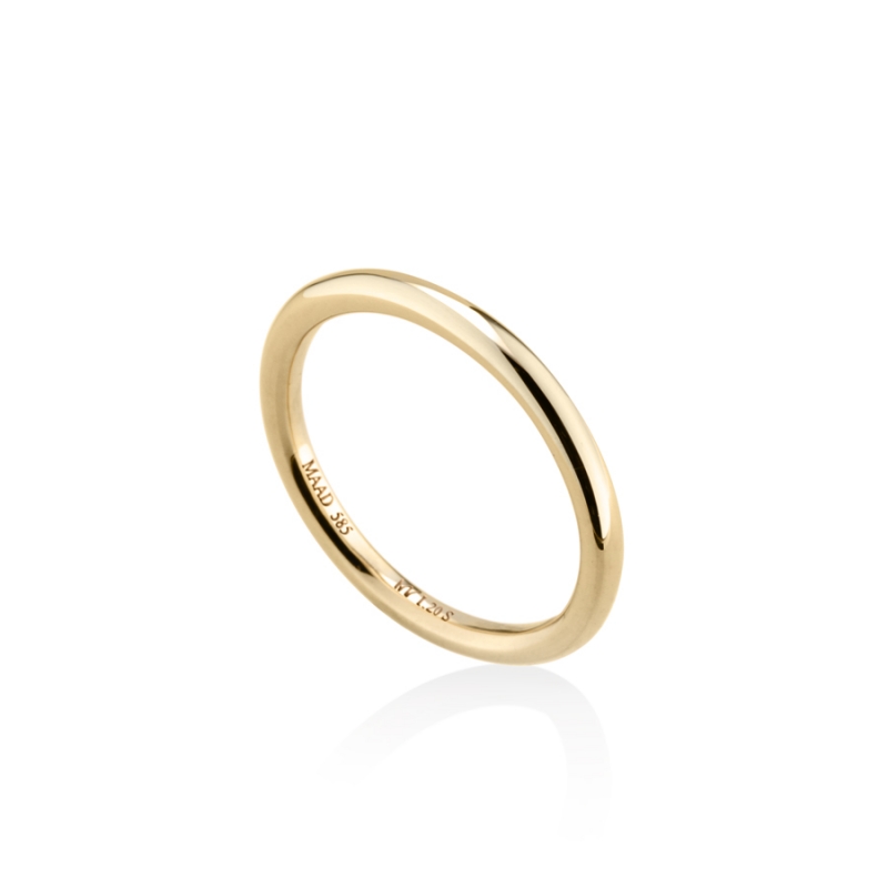 MR-I Raised oval wedding band ring 2.0mm 14k gold