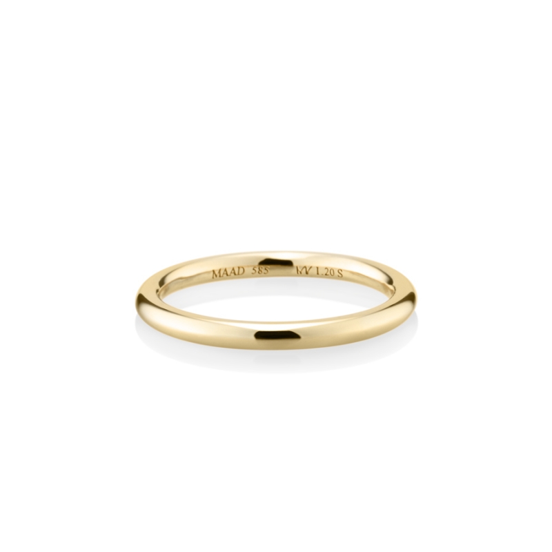 MR-I Raised oval wedding band ring 2.0mm 14k gold
