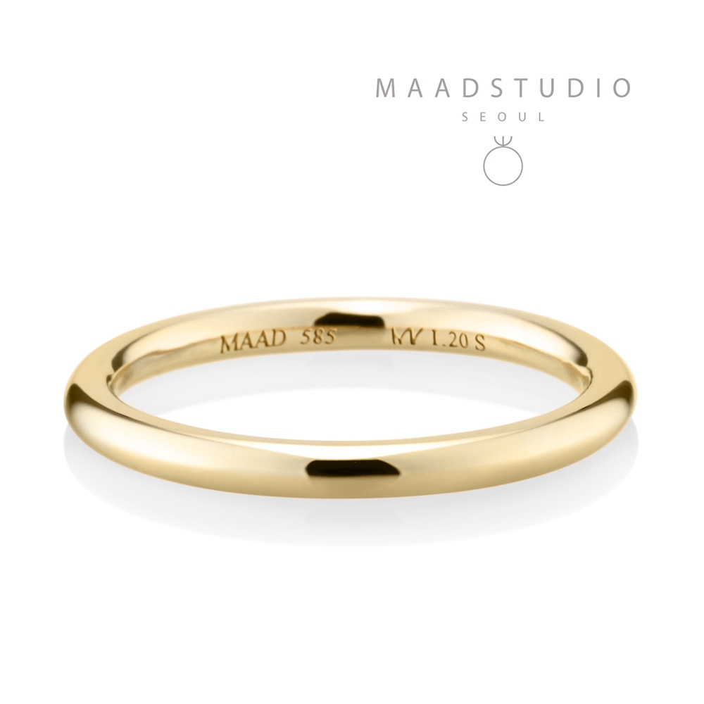 MR-I Raised oval wedding band ring 2.0mm 14k gold