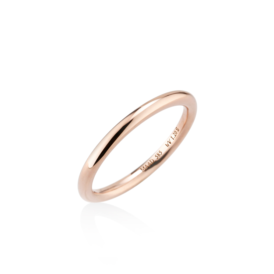 MR-I Raised oval wedding band ring 2.0mm 14k Red gold