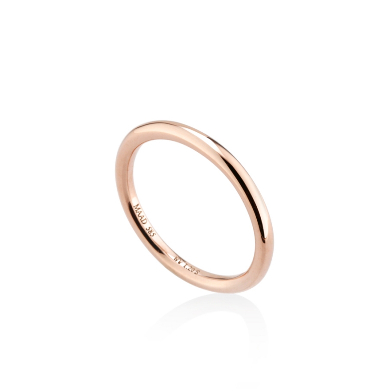 MR-I Raised oval wedding band ring 2.0mm 14k Red gold