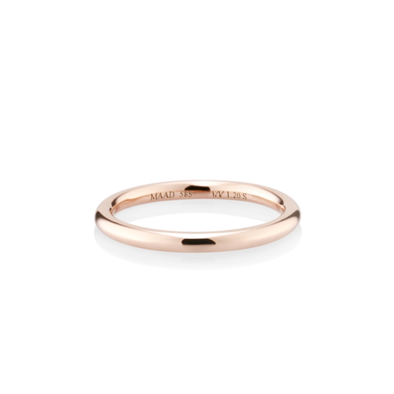 MR-I Raised oval wedding band ring 2.0mm 14k Red gold