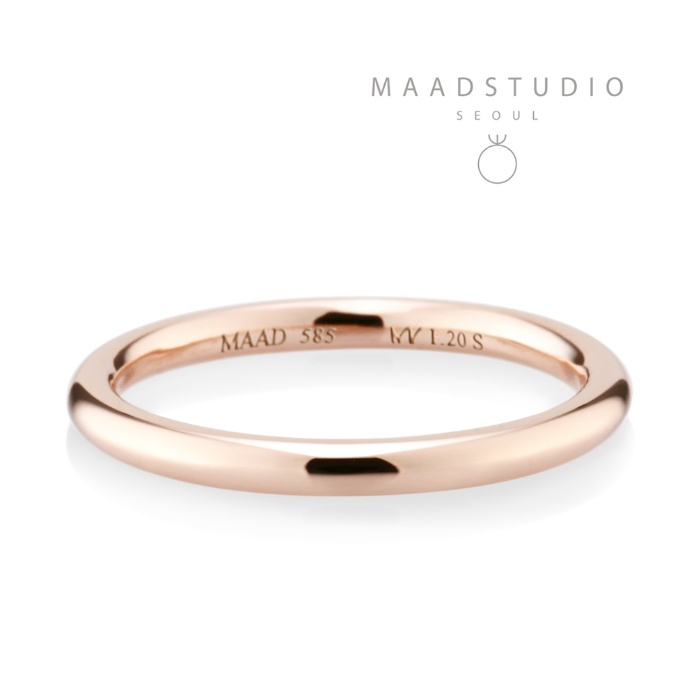 MR-I Raised oval wedding band ring 2.0mm 14k Red gold