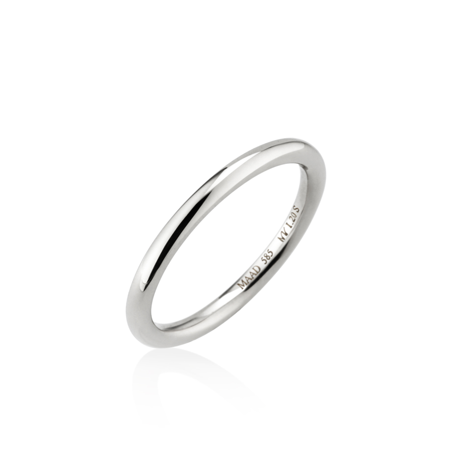 MR-I Raised oval wedding band ring 2.0mm 14k White gold