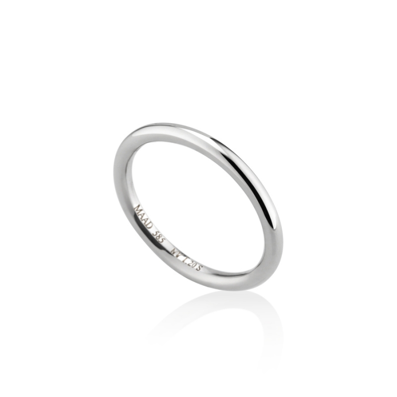 MR-I Raised oval wedding band ring 2.0mm 14k White gold