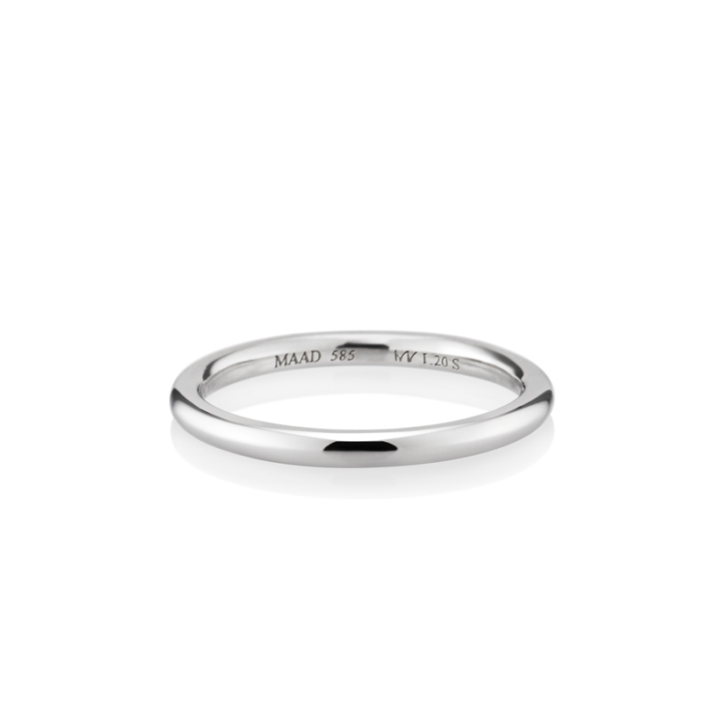 MR-I Raised oval wedding band ring 2.0mm 14k White gold