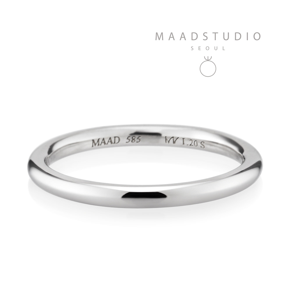 MR-I Raised oval wedding band ring 2.0mm 14k White gold