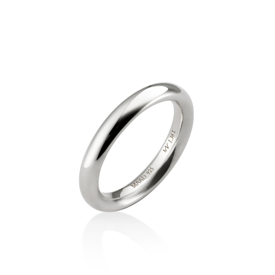 MR-I Raised oval band ring 3.6mm Sterling silver