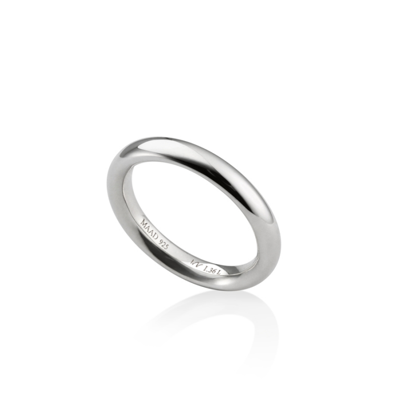MR-I Raised oval band ring 3.6mm Sterling silver