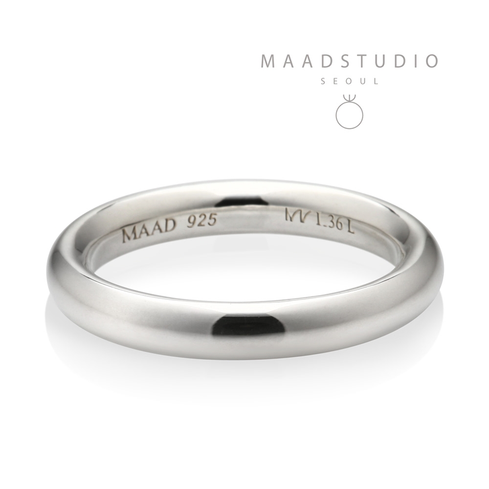 MR-I Raised oval band ring 3.6mm Sterling silver