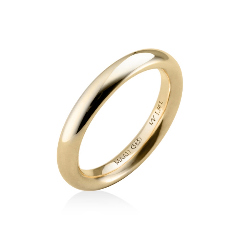 MR-I Raised oval wedding band ring 3.6mm 14k gold