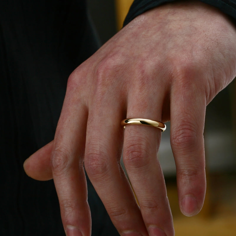 MR-I Raised oval wedding band ring 3.6mm 14k gold