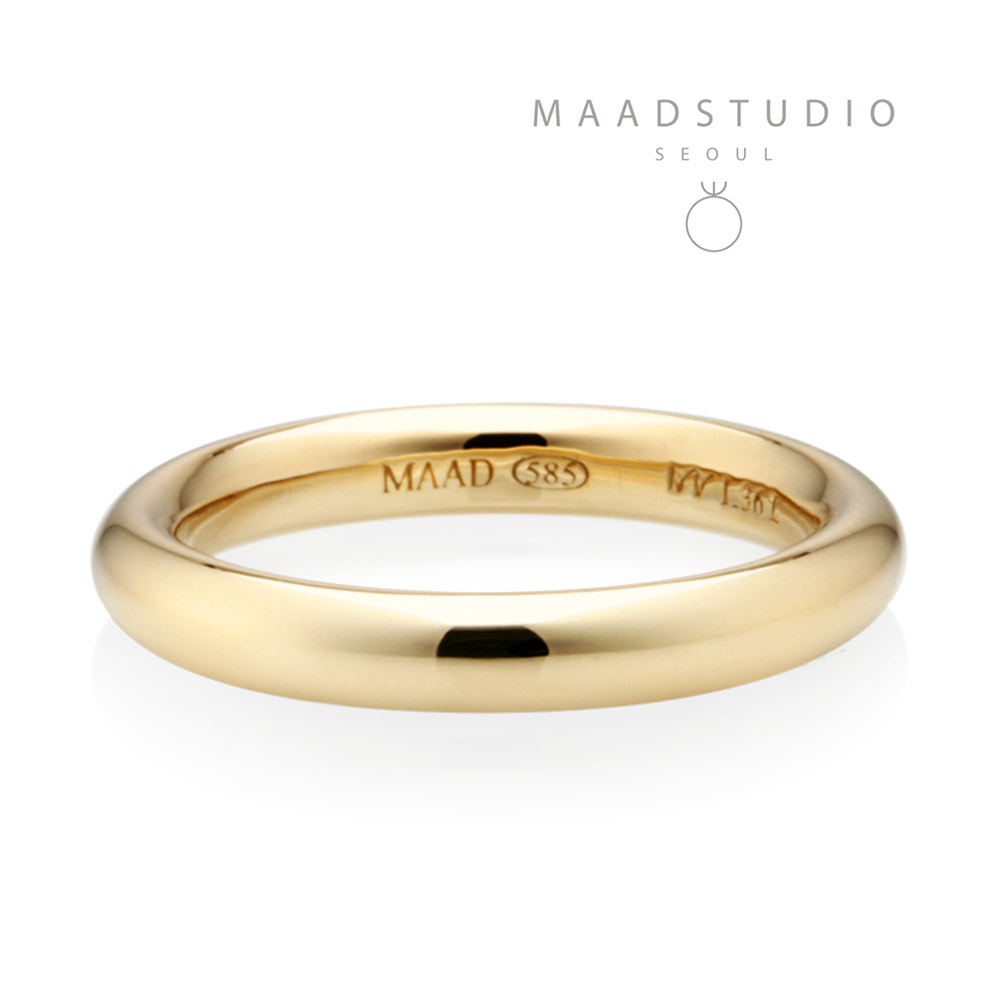 MR-I Raised oval wedding band ring 3.6mm 14k gold