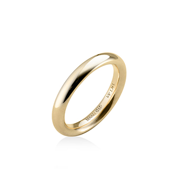 MR-I Raised oval wedding band ring 3.6mm 14k gold