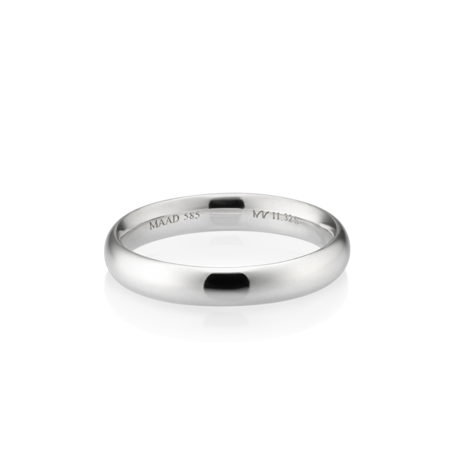 MR-II Oval wedding band ring 3.2mm 14k White gold