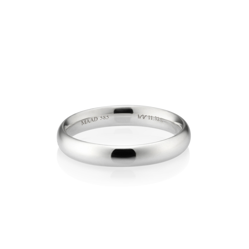 MR-II Oval wedding band ring 3.2mm 14k White gold