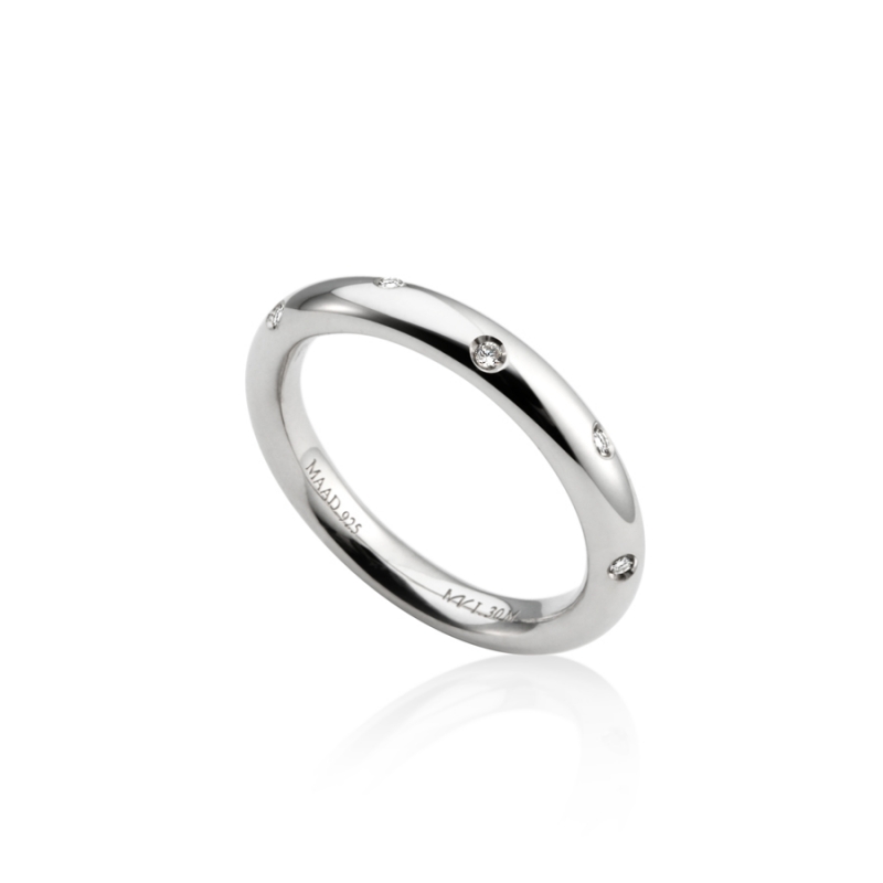 MR-I Raised oval band ring 3.0mm CZ Sterling silver