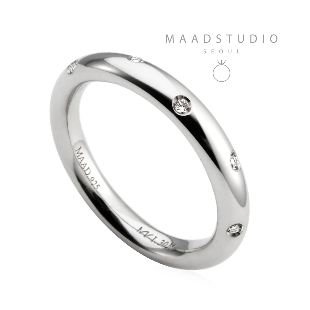 MR-I Raised oval band ring 3.0mm CZ Sterling silver