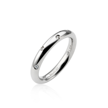 MR-I Raised oval band ring 3.0mm CZ Sterling silver