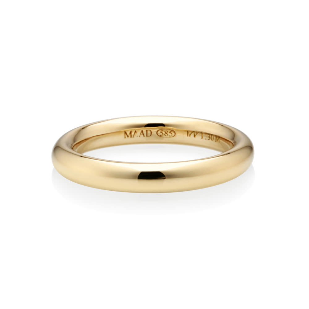 MR-I Raised oval wedding band ring 3.0mm 14k gold